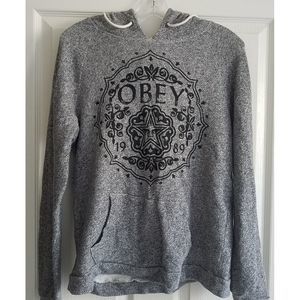 OBEY Pullover Gray 100% Cotton Hoodie - Size M